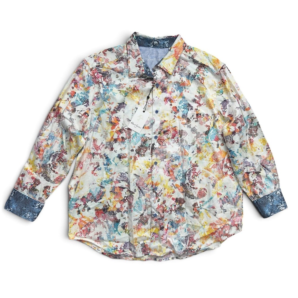 Robert Graham Splash Of Color Shirt Mens 3XL Long Sleeve Button Down